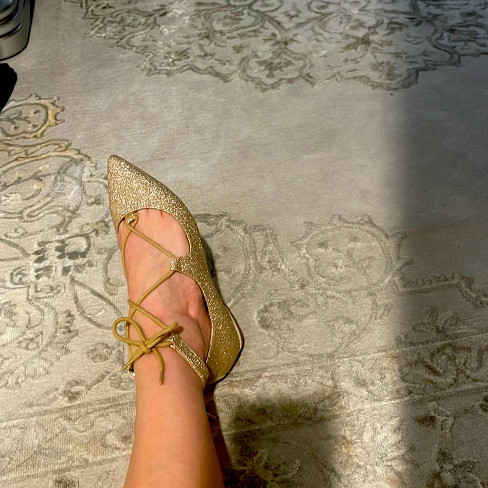 Gold sparkle flats 6